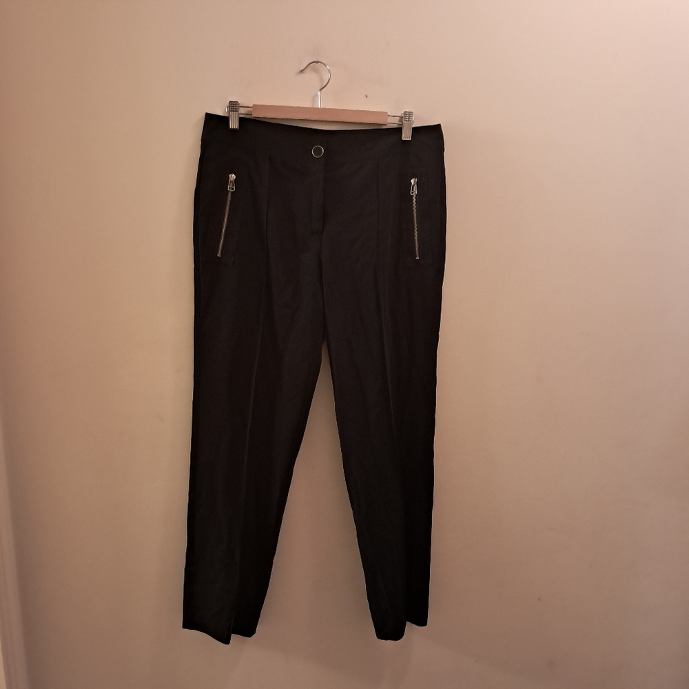 Philippe Adec Paris Pants Women's 8 Black Straight Leg Office Formal Minimalist